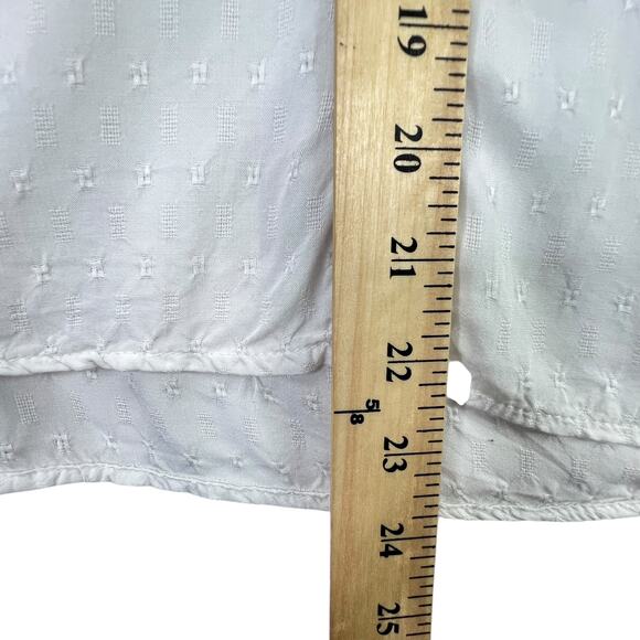 Knox Rose Embroidered Bohemian Style White Top 3/4 Sleeve V-neck Button Front, M - Picture 10 of 11